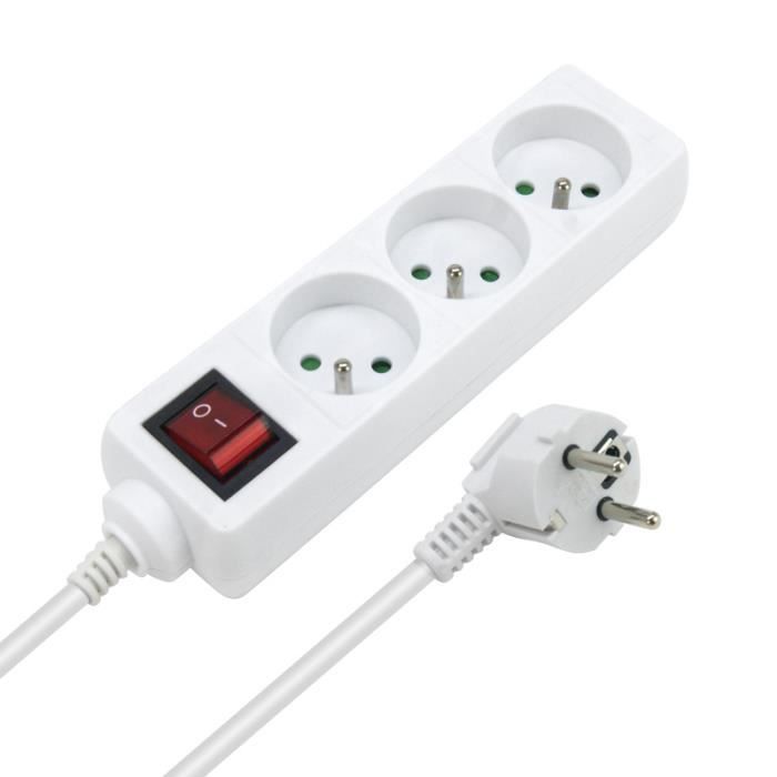 MCad Multiprise 3 prises blanches inter 1,50 m MCad Multiprise 3 prises blanches inter 1,50 m