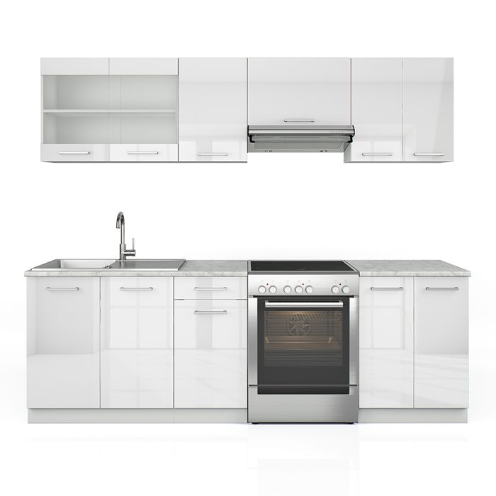 Vicco Fame- Line Cuisine d'angle – 287 x 46 cm sans plan de travail Panneau en Chêne
