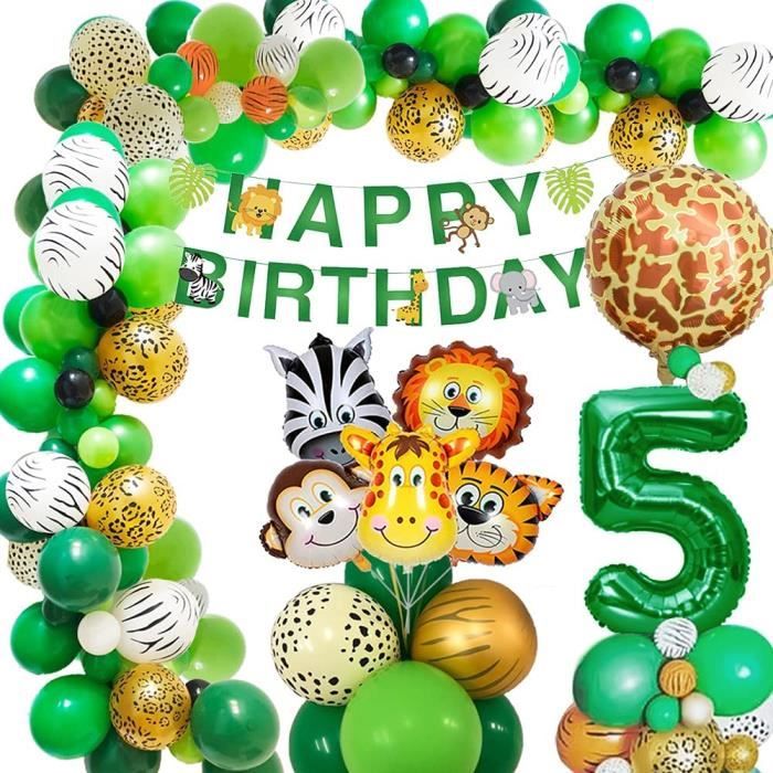 Jungle Decorations Anniversaire Fete Garcon 5 Ans Anniversaire 5 An Garcon Ballons Anniversaire 5 An Animaux Avec Latex Ballons Cdiscount Maison