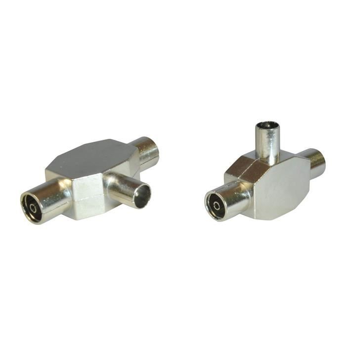 CDL Micro Câble coaxial d`antenne - 2 voies/raccordement répartiteur/1 x  mâle/2 x femelle -Plug-angle à 90 degrés - 5055313630128 - repartiteur tv,  avis et prix pas cher - Cdiscount