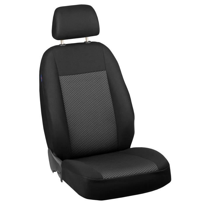 HOUSSES DE SIEGE POUR DACIA SANDERO - Housse Avant Siège Du Conducteur - Premium Noir Gris Triangles
