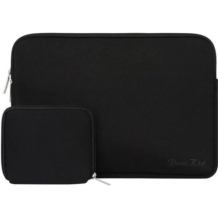 Housse Sacoche pour Ordinateur PC Portable 14 Pouces Laptop Sleeve en Néoprène avec Petite Pochette, Noir