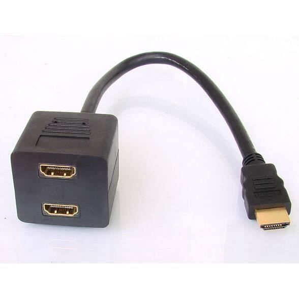 Adaptateur Prise HDMI Mâle vers Double HDMI Femelle Câble Connectique 