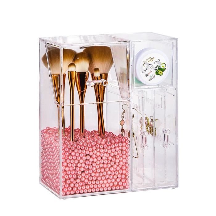 Boîte De Rangement Transparente Double Compartiment - Pour Cotons, Sticks Démaquillants