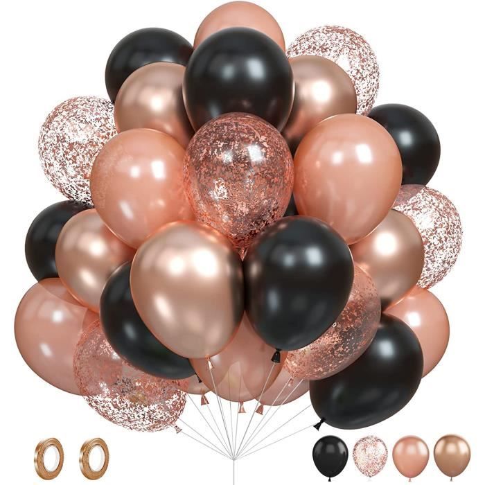 Ballons Or Rose Noir, 60 Pièces Ballons Or Rose Noir D'Anniversaire, Ballons  En Latex Confettis Or Rose Métallique De Ballon[w574] - Cdiscount Maison