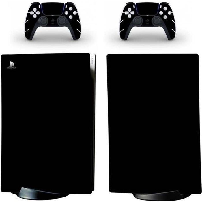 Noir pur PS5 Sticker Skin Protection Peau pour 2 Contrôleur et Console Playstation 5 Digital Edition Skin