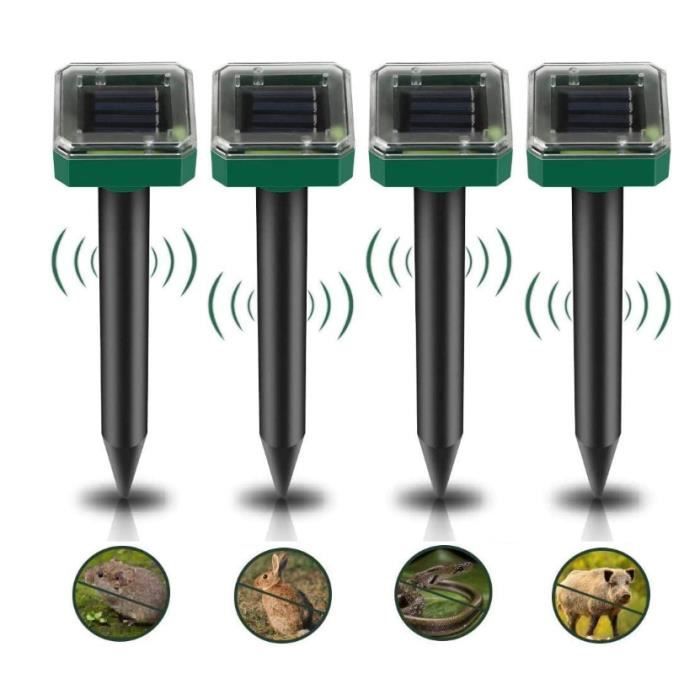 Lot De 4 Répulsif Taupe Ultrason Solaire,Répulsif Serpent Ultrason,Anti Taupe,Rrépulsif Taupe
