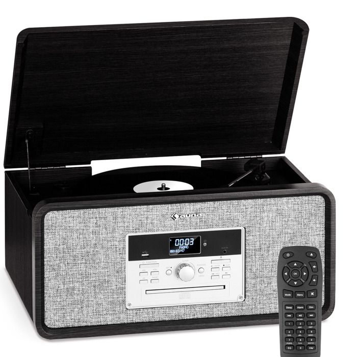 auna Bella Ann Chaîne hi-fi platine vinyle Radio DAB+/FM USB Bluetooth