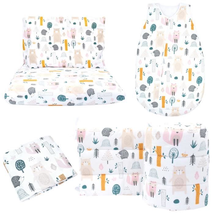 Callyna Set Lit Bebe 5 Pcs Tour De Lit 360 Cm Gigoteuse 3 12 Mois Drap Housses 100 Fabrication Union Europeenne Foret Cdiscount Puericulture Eveil Bebe