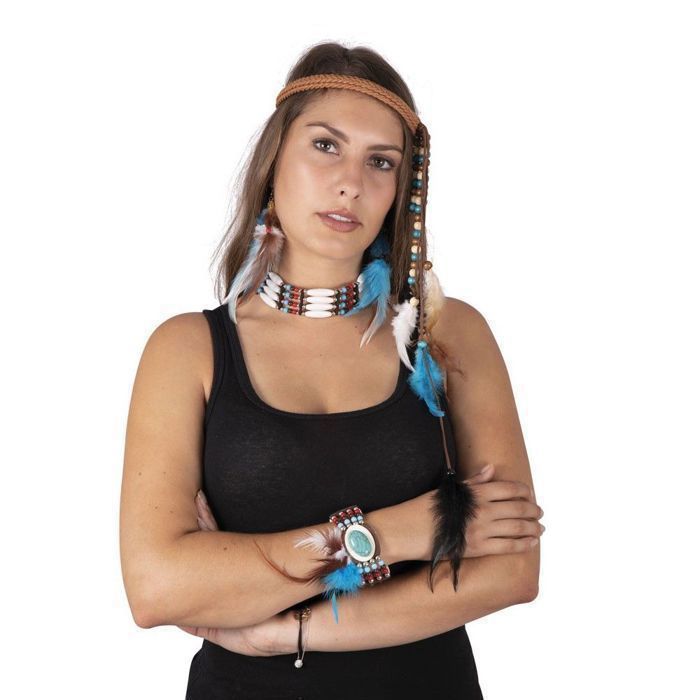 Set indienne - CHAKS - Accessoires de mode pour femme - Bandeau, boucles d'oreilles, collier et bracelet blanc