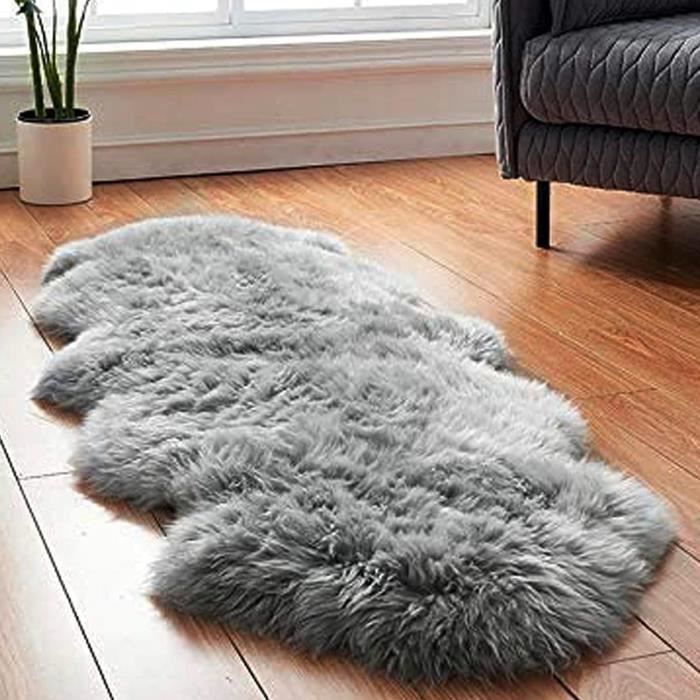 Fourrure Synthétique Taupe 90x60 Cm - Fausse Fourrure Décorative Pour Coussin De Chaise, Descente De Lit Ou Décoration