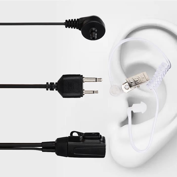Casque écoute En G 2 Broches - Compatible Baofeng UV-5R, Kenwood - Micro + PTT Intégré