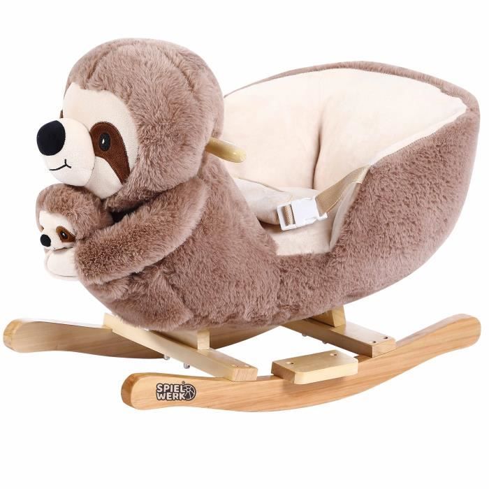 paresseux à bascule avec fonction sonore animal à bascule 45kg ceinture de sécurité jeu de bascule enfant peluche