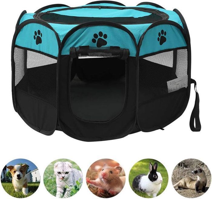 Comparer les prix de Clôture pour chiens pliable pour animaux domestiques, parc de jeux octogonal, tente de camping en tissu pour chiots, chats, lapins