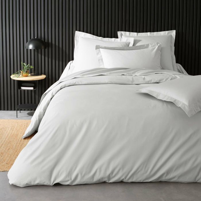 Housse de couette 2 personnes 240 x 220 cm – Percale de coton 78 fils – Blanc Housse de couette 2 personnes 240 x 220 cm – Percale de coton 78 fils – Blanc