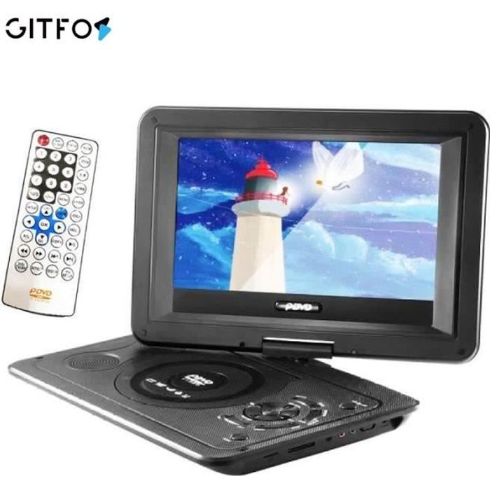 GITFOS Lecteur Dvd Portable multim&eacute;dia de jeux - &Eacute;cran Rotatif 13.9- Lecteur TV R&eacute;cepteur de radio FM Lecture de cartes m&eacute;moire - Noir 