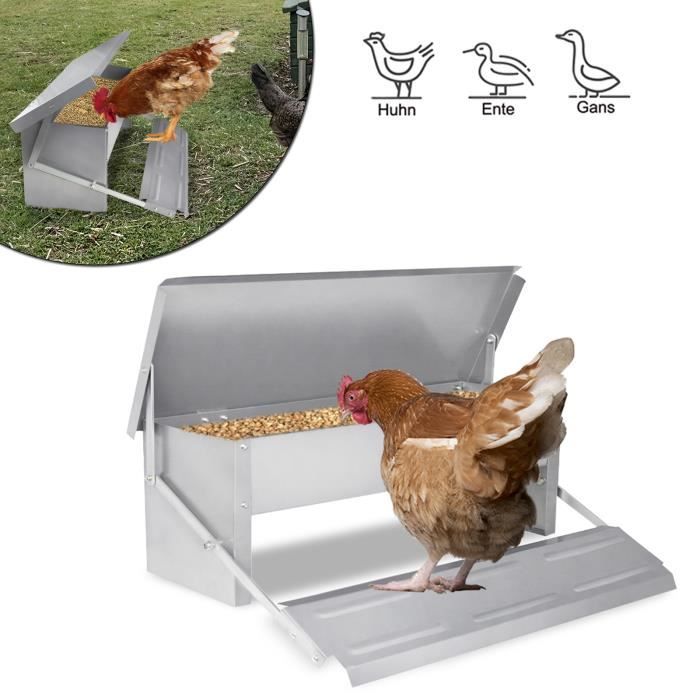 Meilleurs prix pour Mangeoire automatique pour poules LILIIN - Distributeur à pédale en acier 5 kg