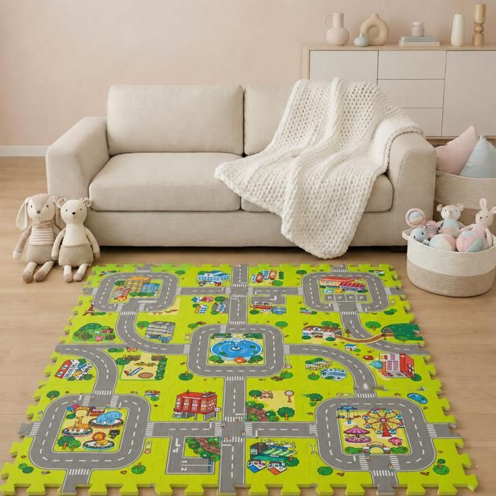 Tapis Puzzle de Rue en Mousse EVA - LITTLETOM - 9 Pièces - Multicolore - Pour Chambre Bébé Mixte