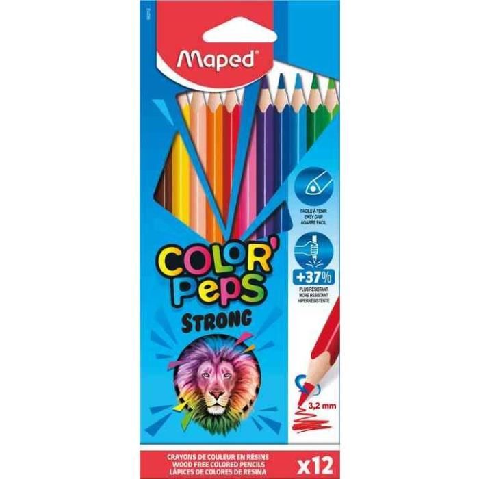 Crayon de couleur COLOR PEPS STRONG, étui carton de 12