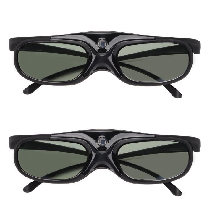 Mothinessto lunettes de projecteur 3D 2 pièces 144Hz 3D lunettes à obturateur actif DLP LinK lentille LCD lunettes video fixation