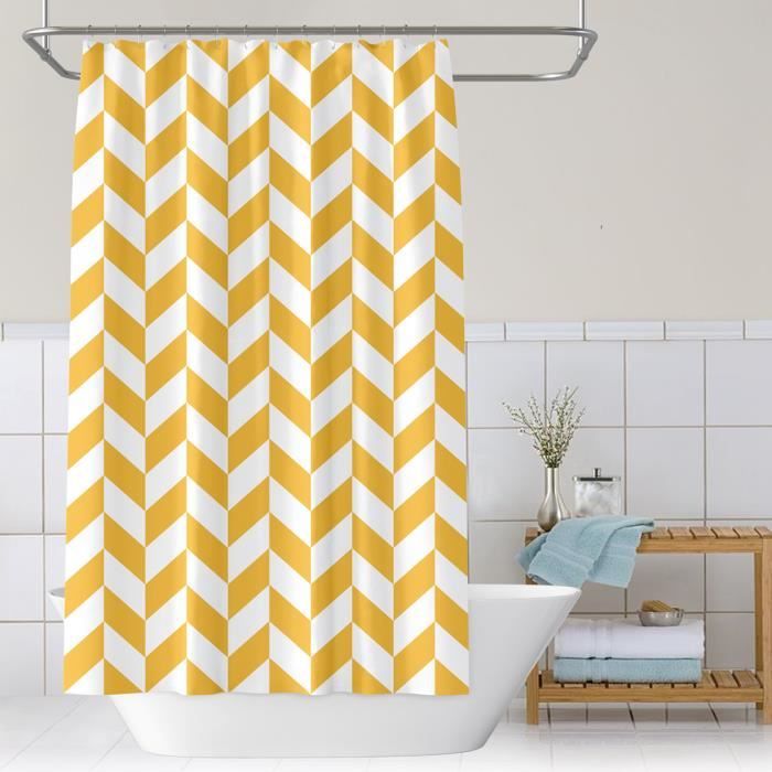 Rideau De Douche Canard En Polyester 120x180 Cm - Imperméable, Anti-moisissure, Jaune/bleu, Livré Avec 12 Crochets