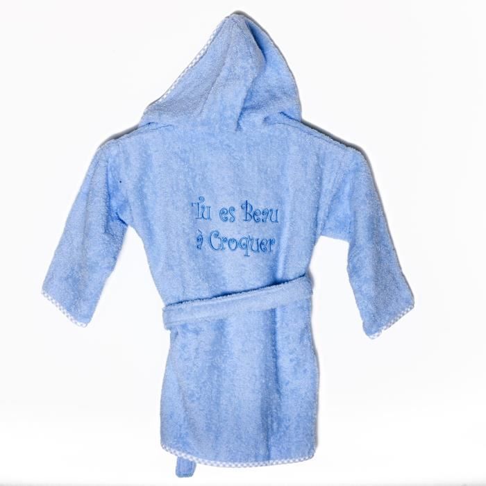 Peignoir Bebe Brode Beau A Croquer Bleu Cdiscount Maison