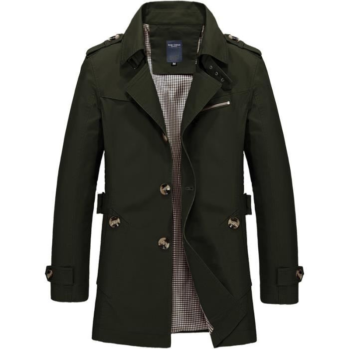 Manteau homme mi longue en coton coupe cintr e col ouvert