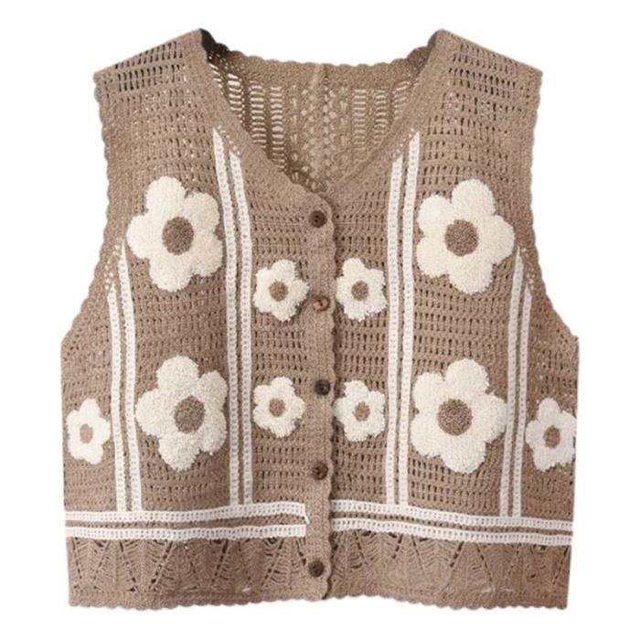 Gilet Sans Manches Femme Vert - Col En V, Finition Tricotée, Style Vintage, Taille Petit, Neuf Avec étiquettes