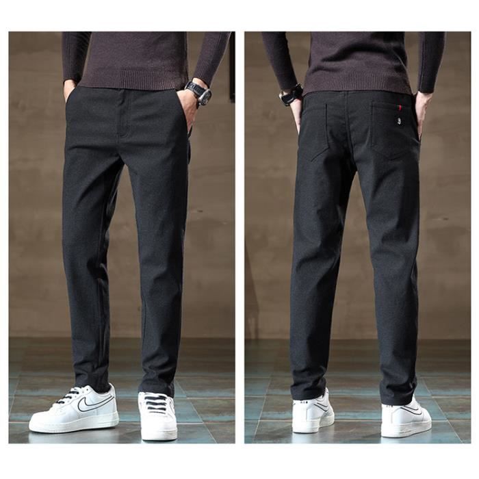 Pantalon Homme INSFITY Automne Hiver Slim Jambe Droite Noir
