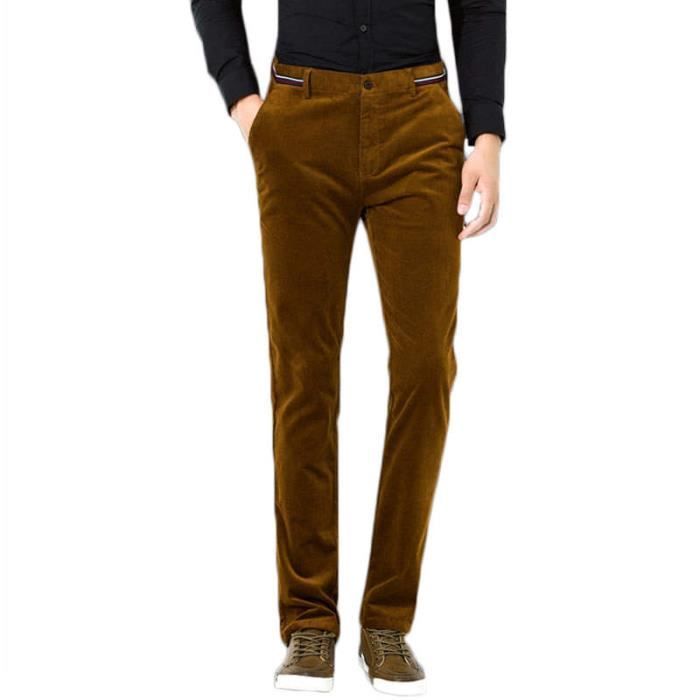 Pantalon Homme De Marque Luxe Pantalon En Velours Cotele Coupe Slim Droit Pantalon Velours Cotele De Coton Vetement Masculin Kaki Cdiscount Pret A Porter
