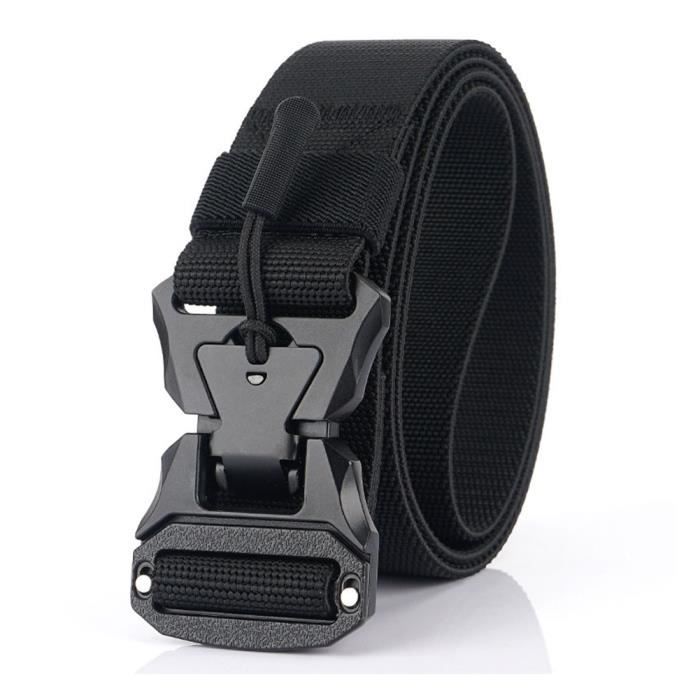 Ceinture Homme Militaire - Noir Stretch Nylon Tactique Boucle Métallique Toile Cadeau Marque