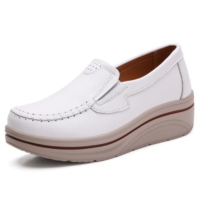 JS BASKET Femme Classique Confortable l gant Durable blanc