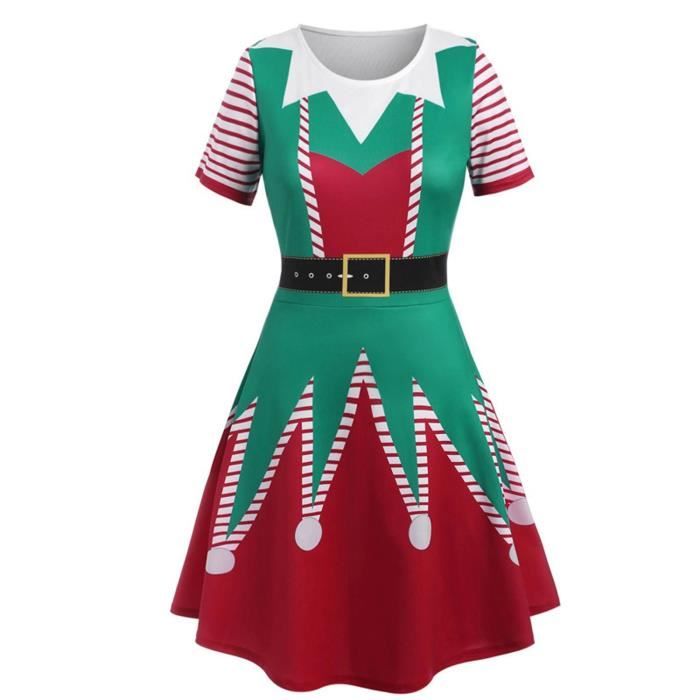 Robe de Noël vintage à manches courtes en dentelle avec motif bonhomme de neige
