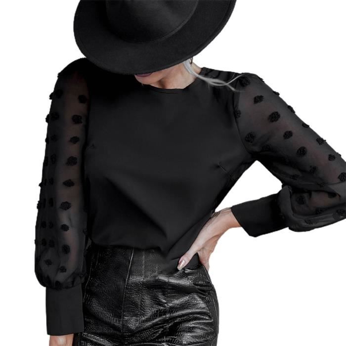 Chemisier Femme Manches Longues En Satin - Style Décontracté été - Coupe Ample Et Fluide