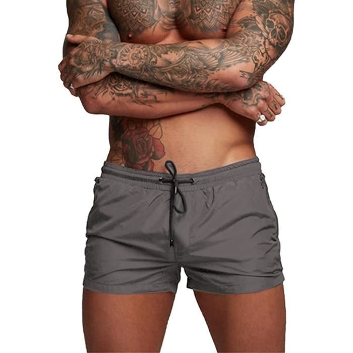 Short de Bain Homme Sechage Rapide Maillot de Bain Homme Short de Plage Pantalon Court avec Doublure en Maille et Poches Zippees Gris Cdiscount Pret a Porter