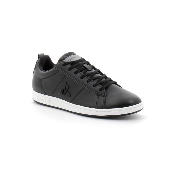 Basket Le Coq Sportif Courtclassic Noir - Homme - Cuir - Lacets