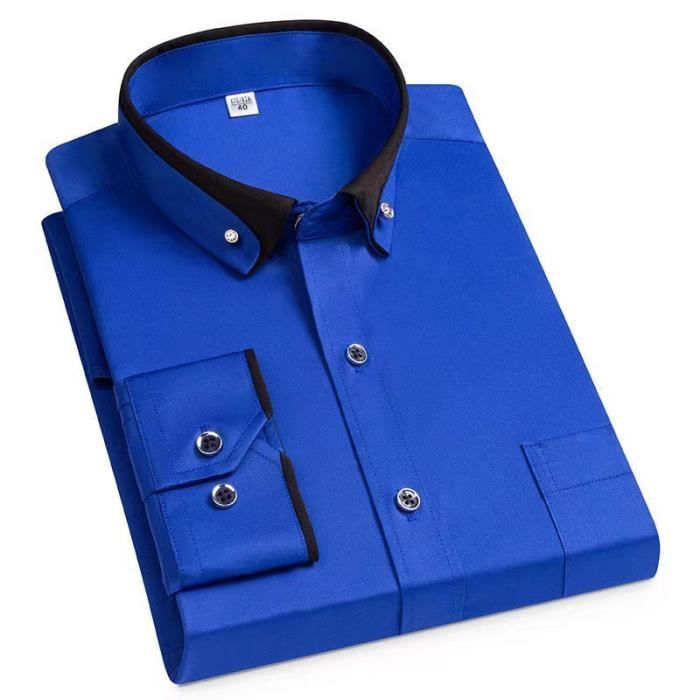 Chemise Décontractée à Manches Longues Homme - Uni Avec Poche Poitrine - Tissu Respirant - Quotidien/Casual