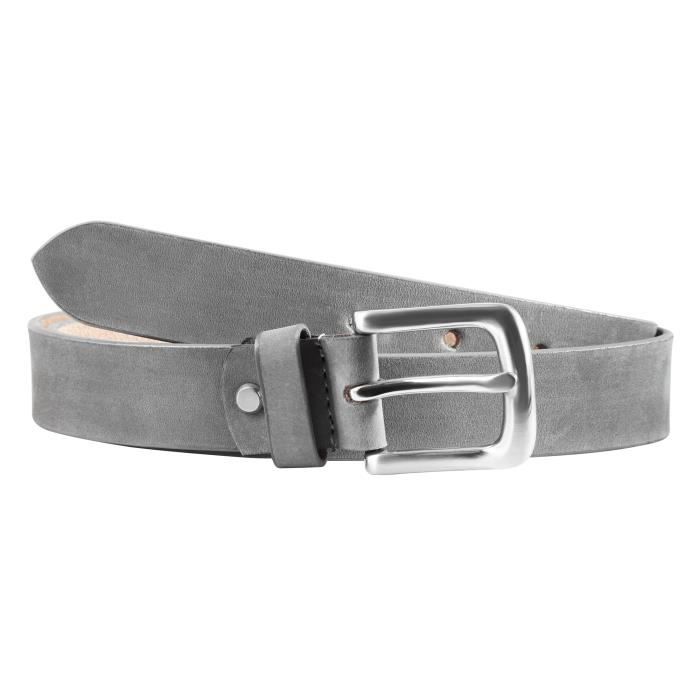Ceinture femme gris cuir veritable 75 cm a la mode Largeur 3.4 cm 75 cm Cdiscount Pret a Porter