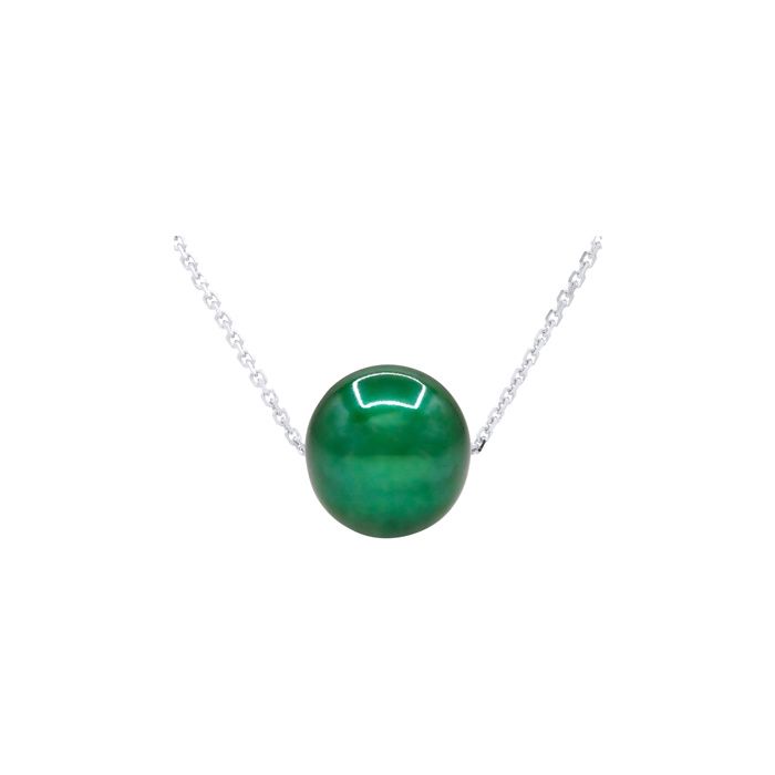 Collier De Perles De Culture D'eau Douce Vert Foncé - Argent 925 Plaqué Or