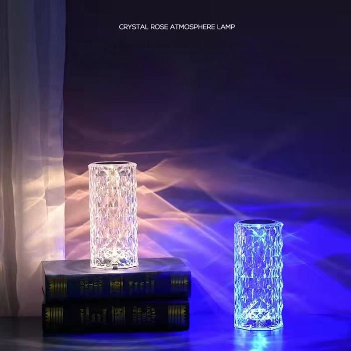 Lampe De Table Sans Fil Avec Abat-Jour En Cristal, Contrôle