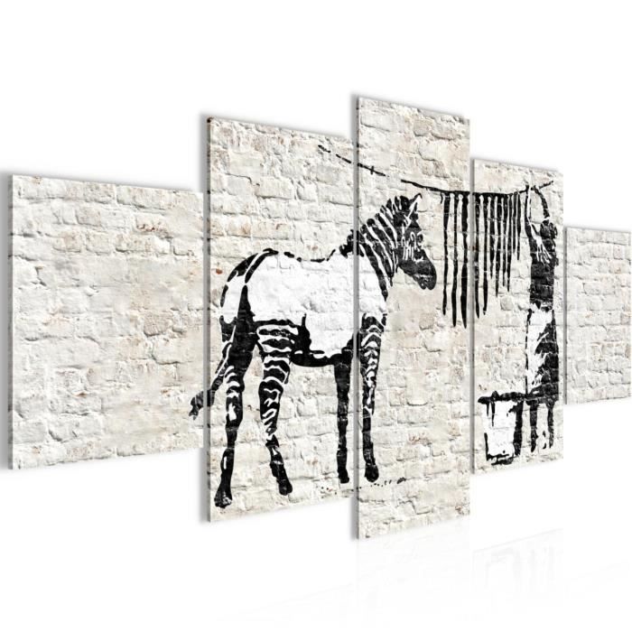 Tableau Toile Zèbre 120x80 Cm - Prêt à Accrocher - Marque Visario - En Stock