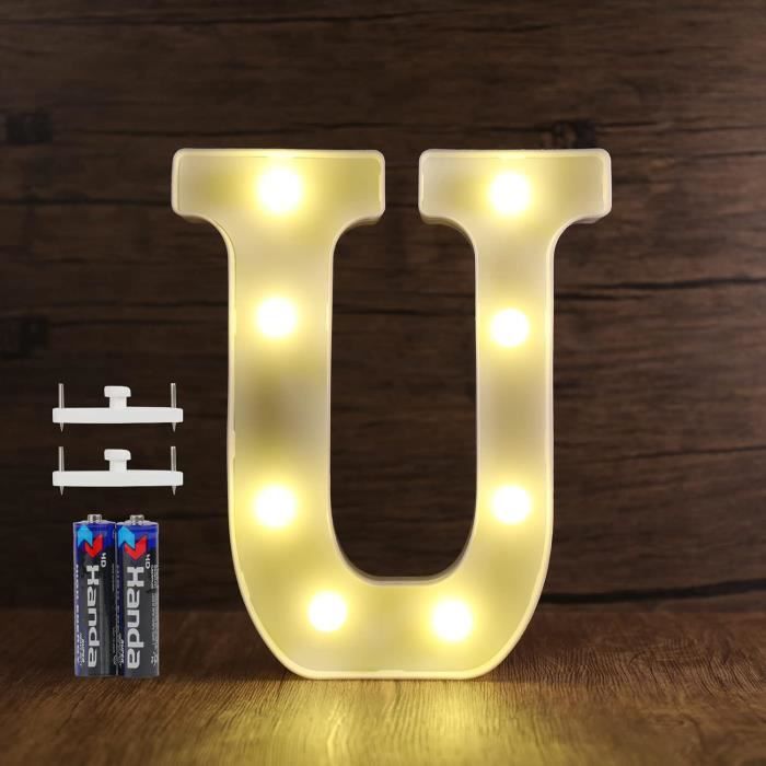 Lettres Lumineuses LED Alphabet Et Chiffres - Lampe Décorative Pour Anniversaire, Noël, Mariage - Fonctionne Sur Piles - 5