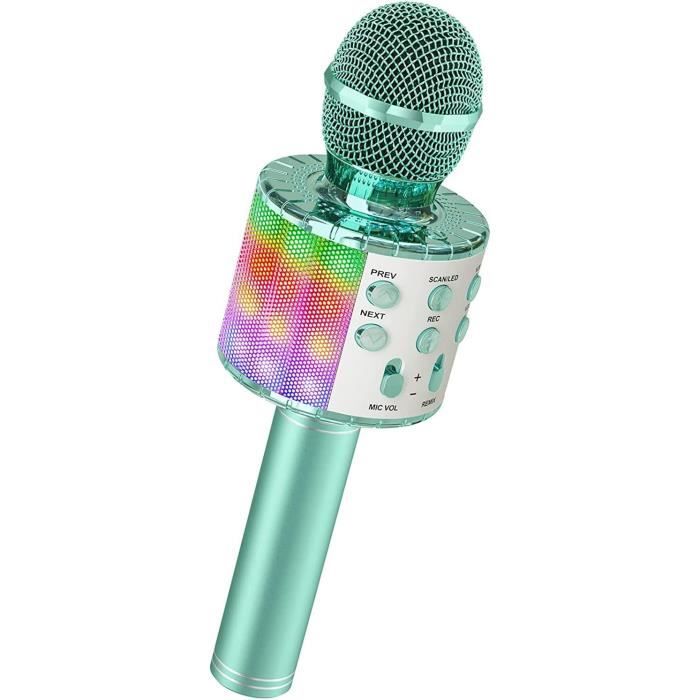 Microphone Sans Fil Karaoké, Micro Karaoke Enfant Avec Lumières LED De