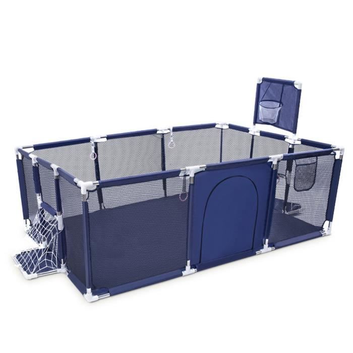 SINBIDE® Parc Bébé avec Panier De Basket Bleu, 129x190x65cm Parc De Jeux Pliable Lavable Adapté À L'intérieur Et À L'extérieur