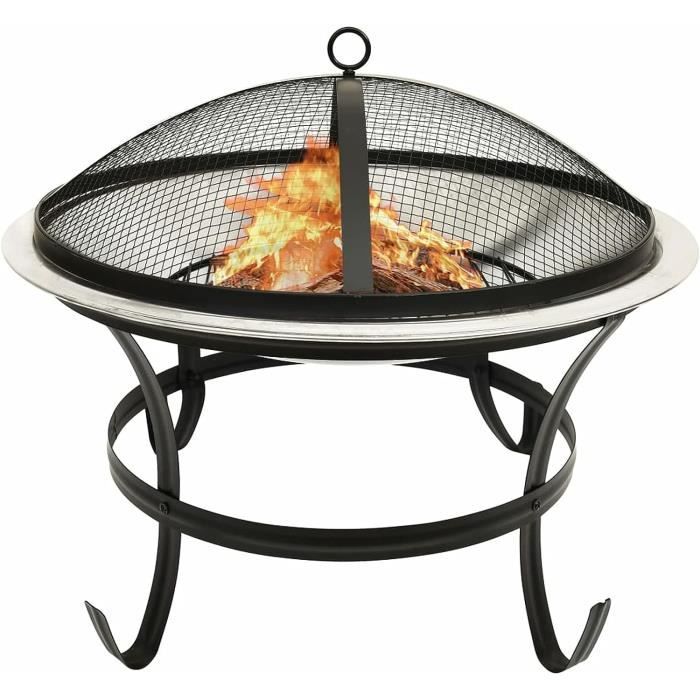 Brasero Barbecue Extérieur 81x81x45 Cm – Grille, Pare-étincelles, Tisonnier, Housse, Idéal Jardin, Terrasse, Camping
