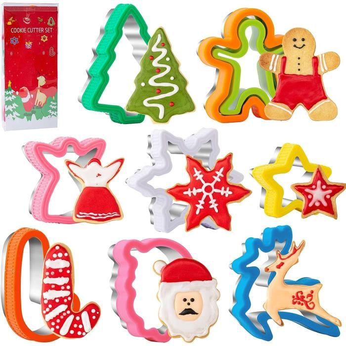 Emporte-pièces De Noël – Lot De 6 Formes (sapin, Bonhomme De Neige, Père Noël, Etc.) – En Acier Inoxydable – Pour Biscuits Et Décorations