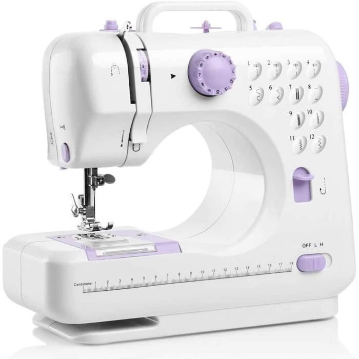 Machine à Coudre Électrique Portable 12 Points - Double Vitesse, Couture Inverse, Idéale Débutants