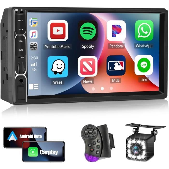 Autoradio 2 Din Avec Carplay/Android Auto Sans Fil - Écran 7 Pouces, EQ, Commande Volant, Double USB