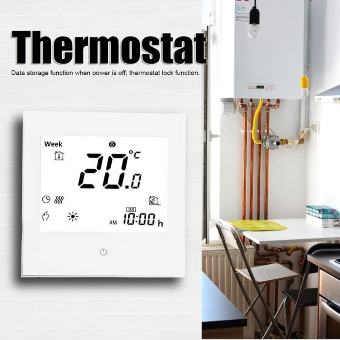 Thermostat de Chauffage Écran LCD Intelligent Régulateur de Température Ambiante Programmable pour Maison Chaudière à Murale au Sol