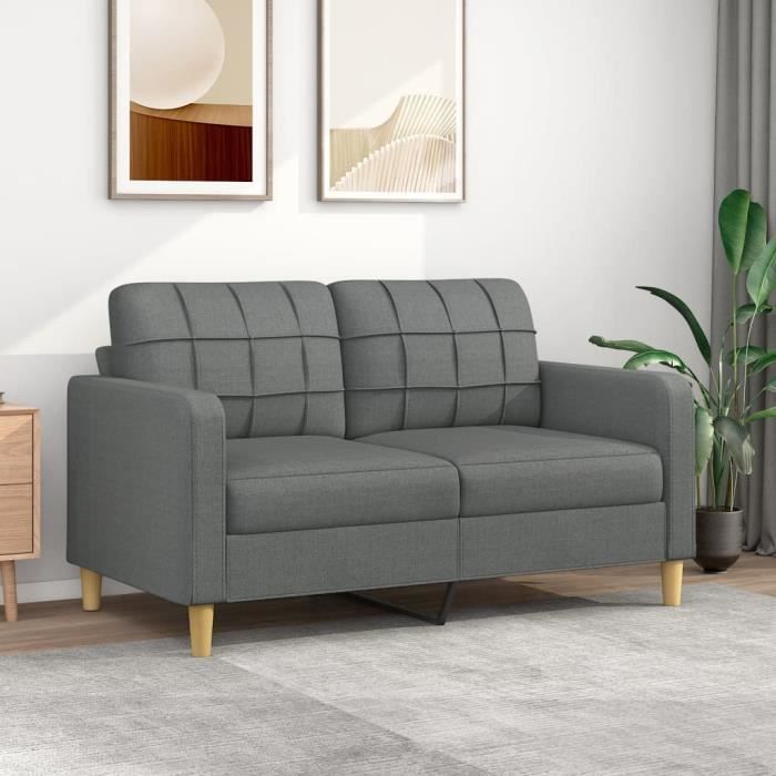 Divan - Sofa Moderne Canapé à 2 places - Gris foncé 140 cm Tissu 22,7Kg, FR2023